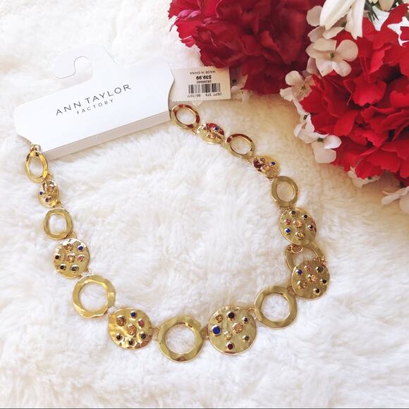 Ann Taylor Factory Jewelry - Ann Taylor Gold Stone Disc Statement Necklace